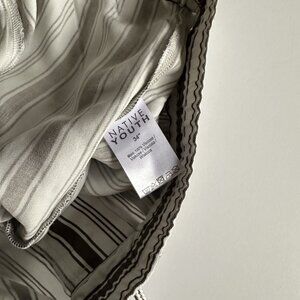 NATIVE YOUTH Olive Green/ Cream Farrell Striped Shorts